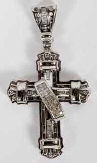 Appraisal: KT WHITE GOLD AND CT DIAMOND CROSS PENDANT KT WHITE