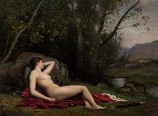 Appraisal: PAUL-JACQUES-AIME BAUDRY FRENCH - The Resting Diana oil on canvas