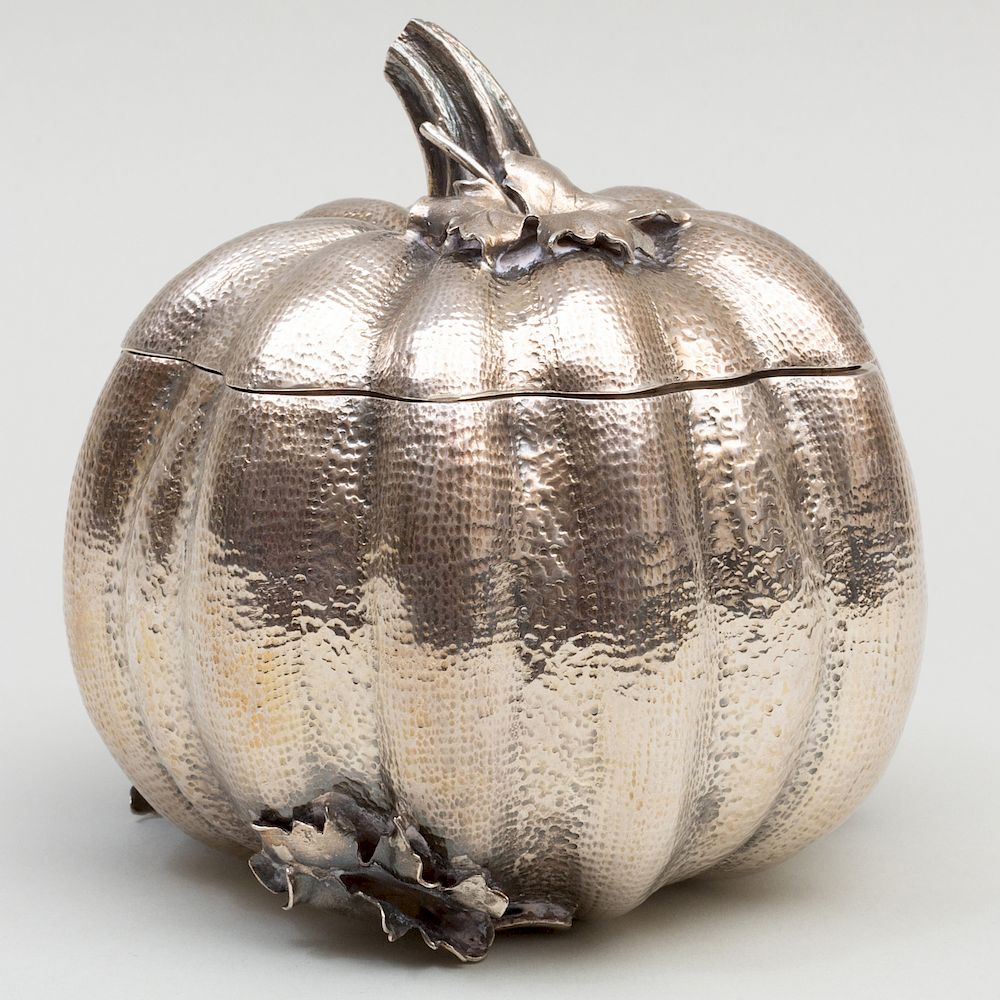 Appraisal: Small Buccellati Silver Pumpkin Box and Cover Small Buccellati Silver