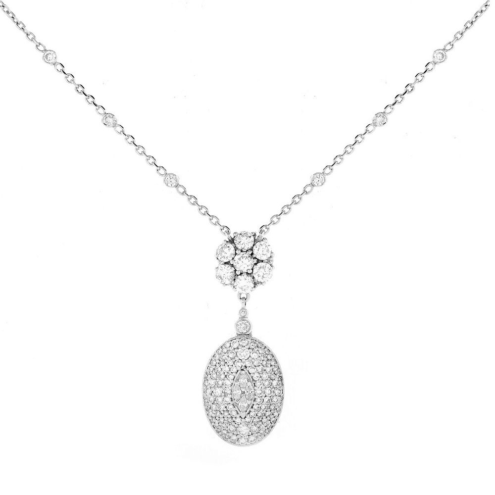 Appraisal: Diamond and K Gold Pendant Necklace Round Brilliant Cut Diamond