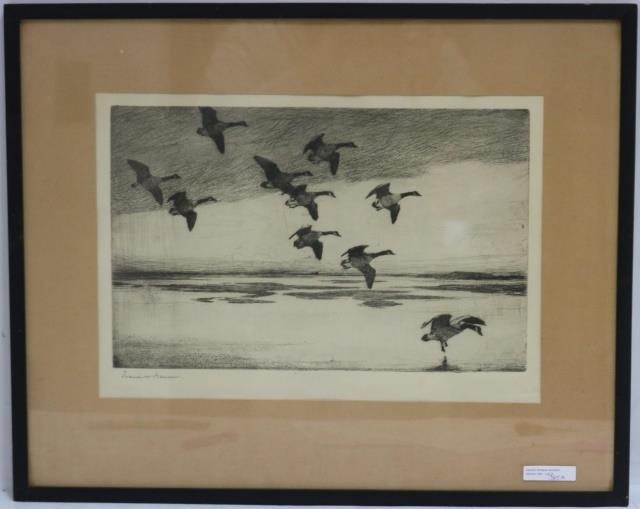 Appraisal: FRANK W BENSON - MA FRAMED AND GLAZEDETCHING DEPICTING A