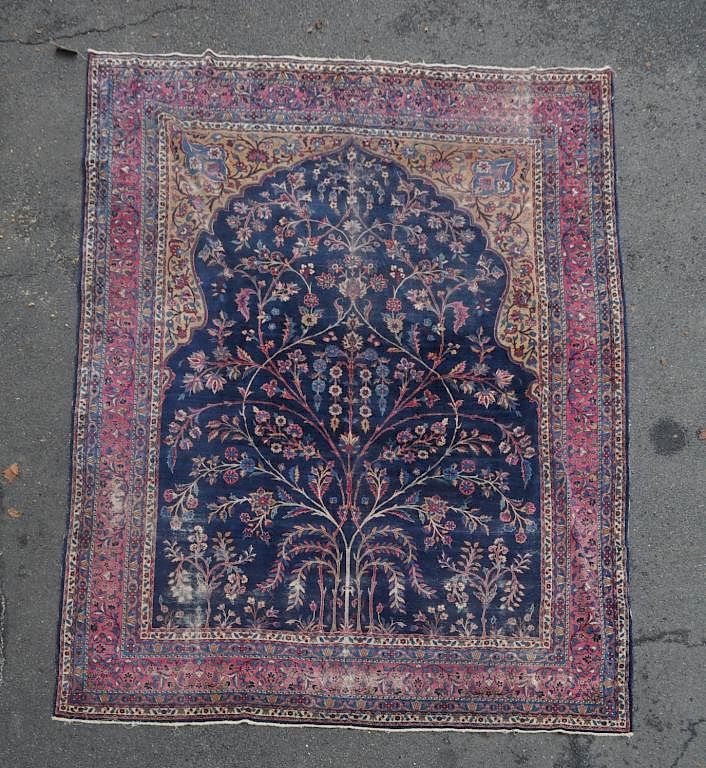 Appraisal: Kerman Room Size Carpet th century Heavy use wear soiling