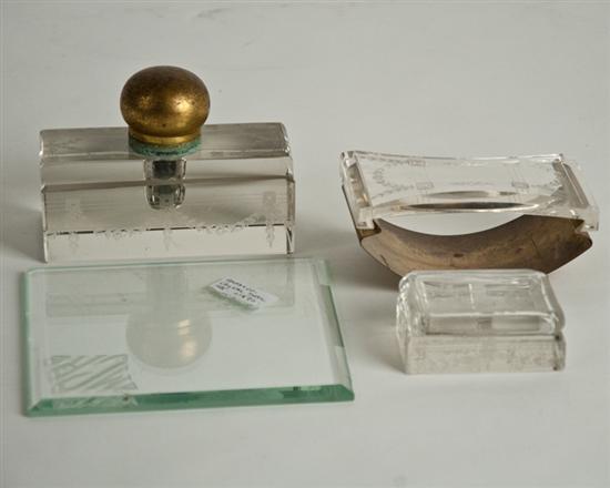 Appraisal: A Four Piece Crystal Desk Set probably by Smith Co