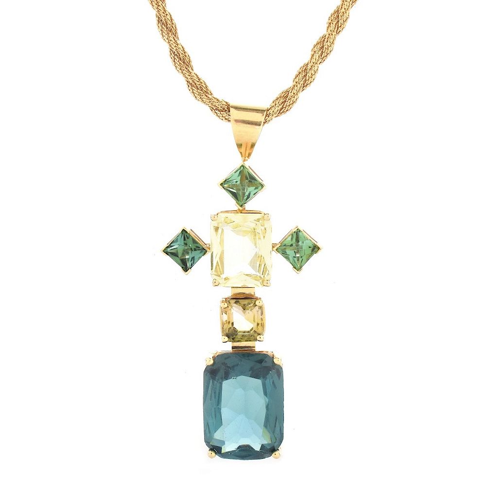 Appraisal: Multi Gemstone and K Gold Necklace Vintage Multi Gemstone and