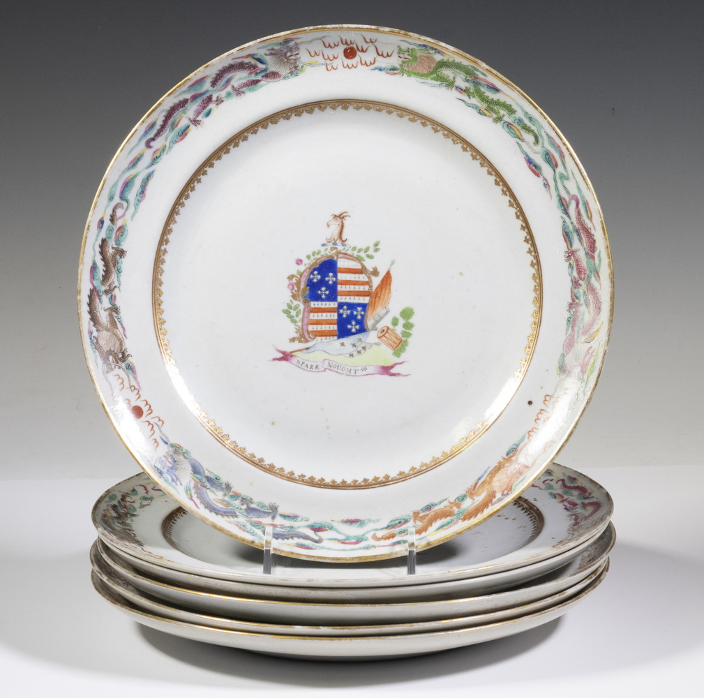 Appraisal: CHINESE EXPORT ARMORIAL PLATES Group of th c Chinese Porcelain