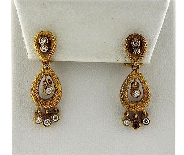 Appraisal: Judith Ripka K Gold Diamond Dangle Earrings METAL K gold