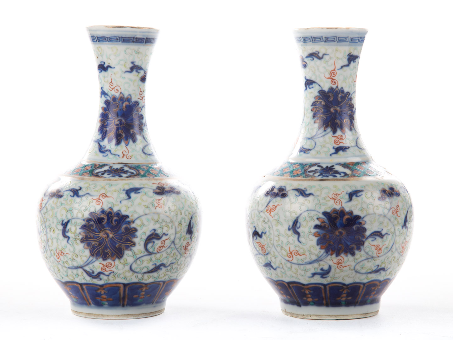 Appraisal: Pair of Chinese Export porcelain bottle vases first half- th