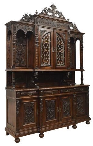 Appraisal: French Renaissance Revival carved walnut sideboard th c entirety heavily