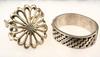 Appraisal: BRACELETS - Two sterling bracelets a Mexican bangle incised with