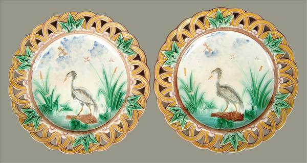 Appraisal: A pair of Wedgwood majolica dessert plates designed by Joseph