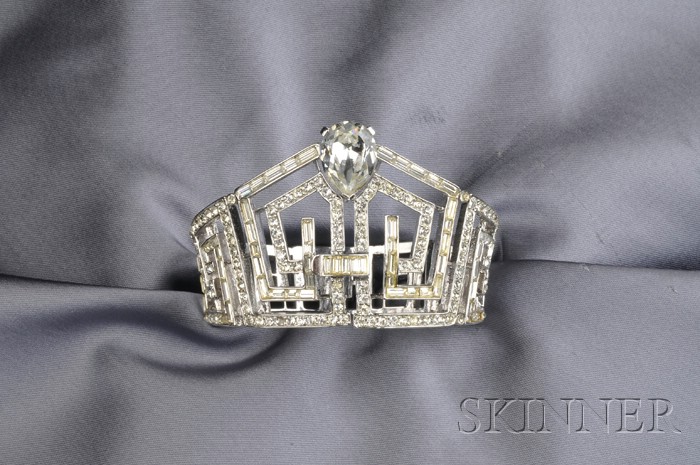 Appraisal: Crystal Crown Bracelet Birks fashioned as a crown of openwork