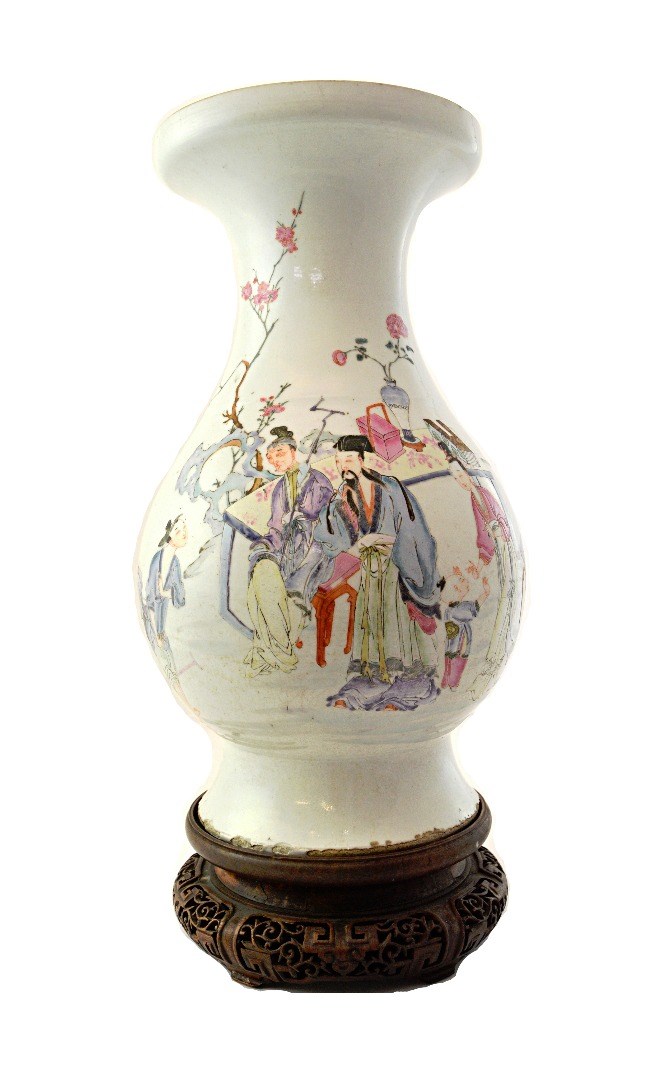 Appraisal: A Chinese famille- rose vase Yongzheng of pear form with