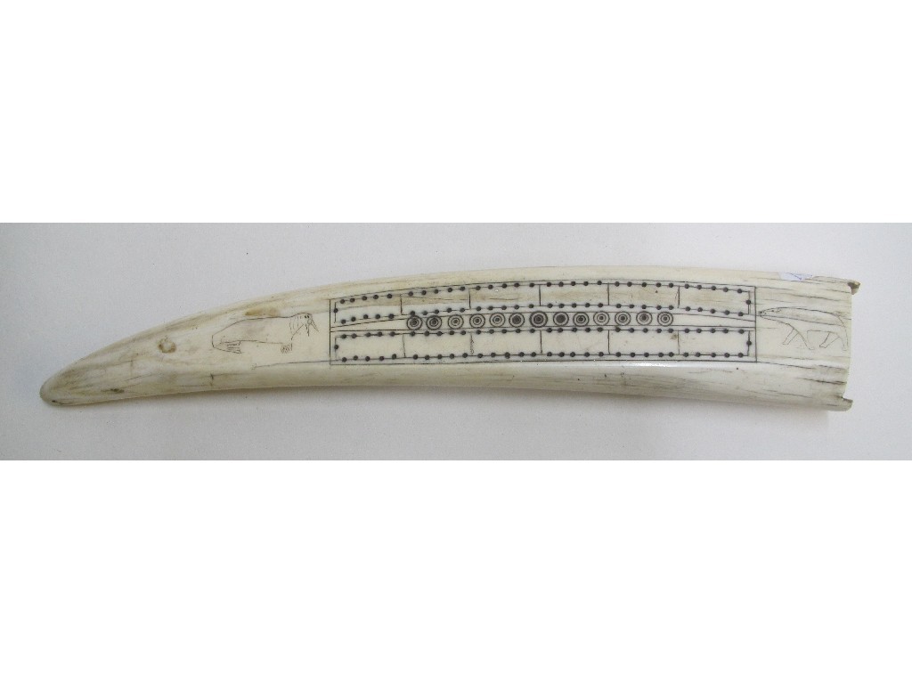 Appraisal: Lot comprising an Inuit Walrus tusk cribbage board and a