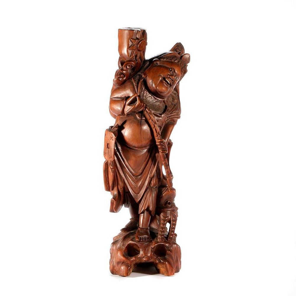 Appraisal: Chinese wood carving of an immortal A late th early