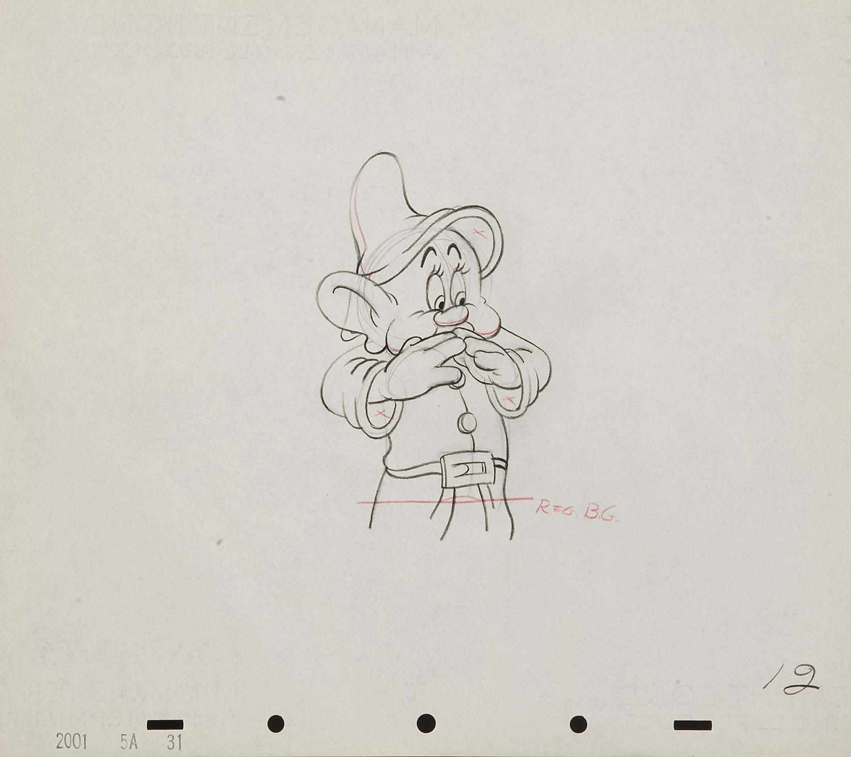 Appraisal: Two Walt Disney drawings from Snow White and the Seven