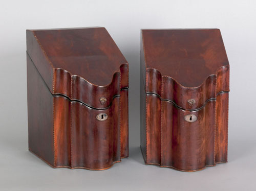 Appraisal: Pair of George III mahogany knife boxes late th c