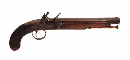 Appraisal: A GEORGE III FLINTLOCK PISTOL by Simmons with octagonal barrel