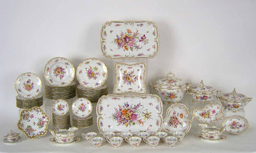 Appraisal: Large Dresden floral decorated dinner service approx pcs