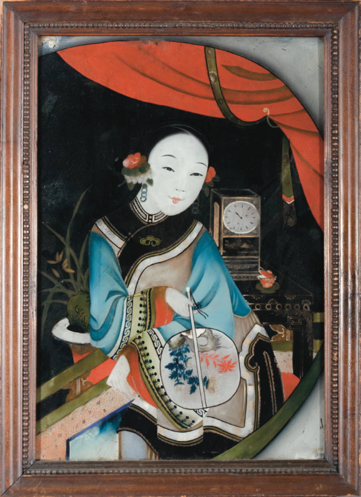 Appraisal: CHINA TRADE REVERSE PAINTING ON GLASS OF A COURTLY CHINESE