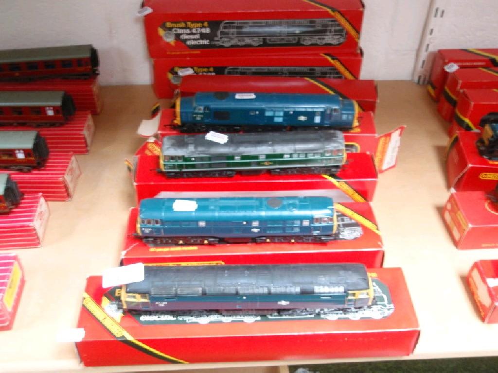 Appraisal: Seven Hornby diesel locomotives with boxes