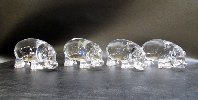 Appraisal: SET OF FOUR BACCARAT CRYSTAL HIPPOPOTAMUS FIGURINES Length inches