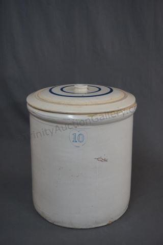 Appraisal: Burley Winter Stoneware Crock w Lid ca 's Made by