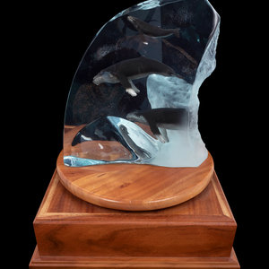 Appraisal: Robert Wyland American b Humpback Tribe lucite on wood base