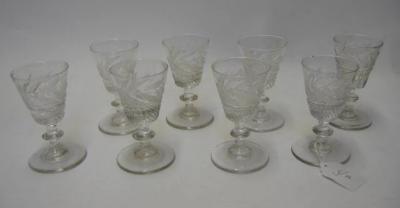 Appraisal: A SET OF EIGHT REGENCY WINE GLASSES the bucket bowls