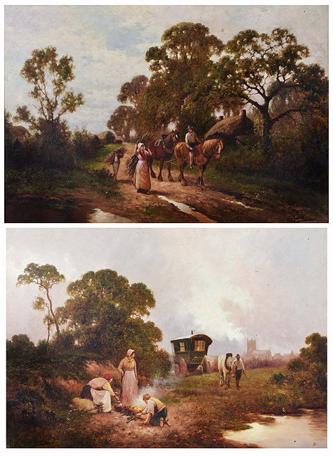 Appraisal: JAMES WALTER GOZZARD - 'A Gypsy Encampment' and 'A Rustic