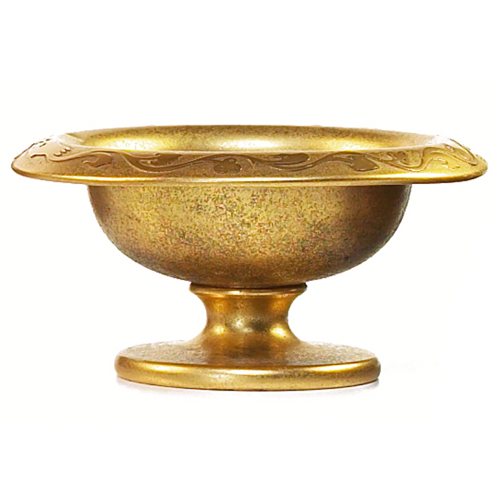 Appraisal: Silver Crest compote bronze applied design original gold patina impressed