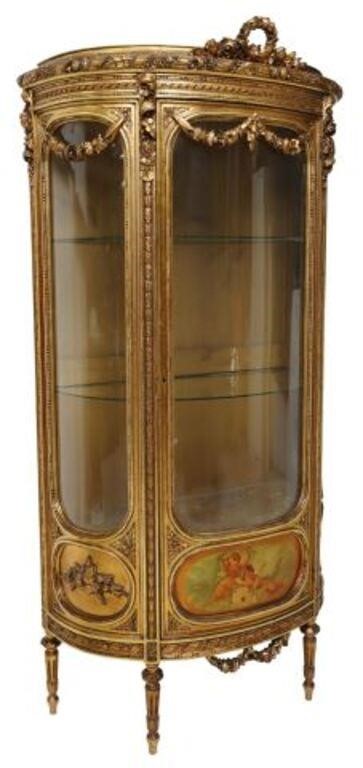 Appraisal: LOUIS XVI STYLE GILT FLORAL DECORATED VITRINELouis XVI style gilt