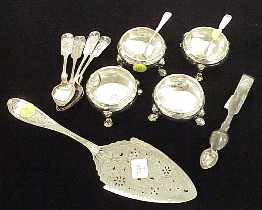 Appraisal: English sterling th C including four open salts with engraved