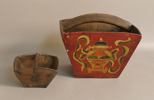 Appraisal: Two oriental wood rice measures h and h