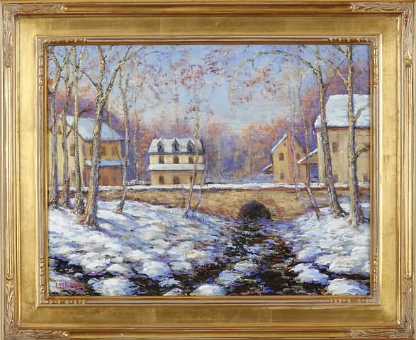 Appraisal: Carversville Winter oil on canvas x SLL Lukens Artist American