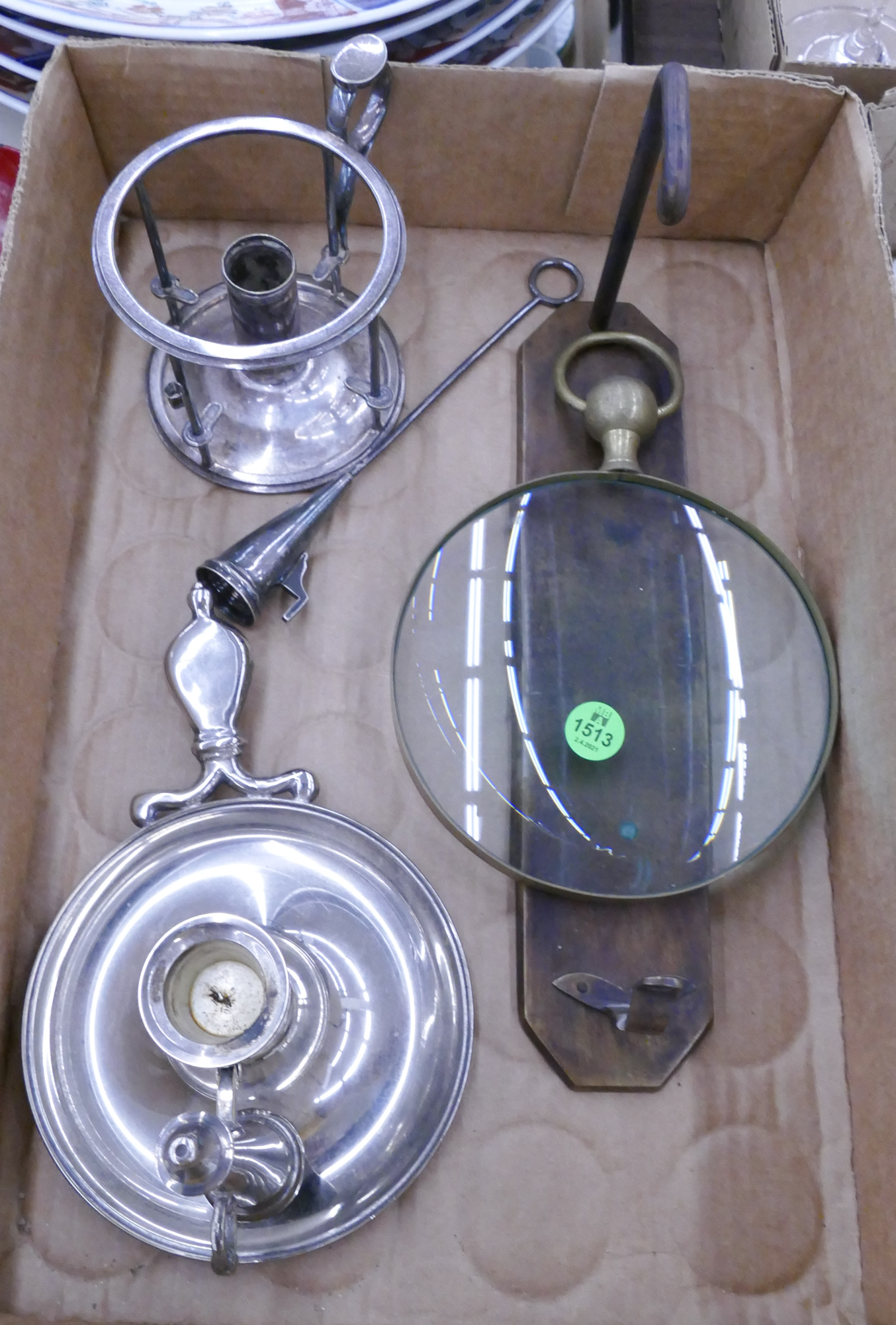 Appraisal: Box Hanging Brass Magnifier Etc