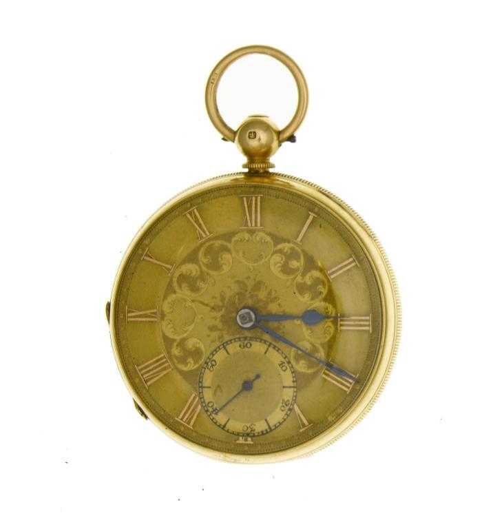 Appraisal: AN CT GOLD LEVER WATCH with engraved and engine turned