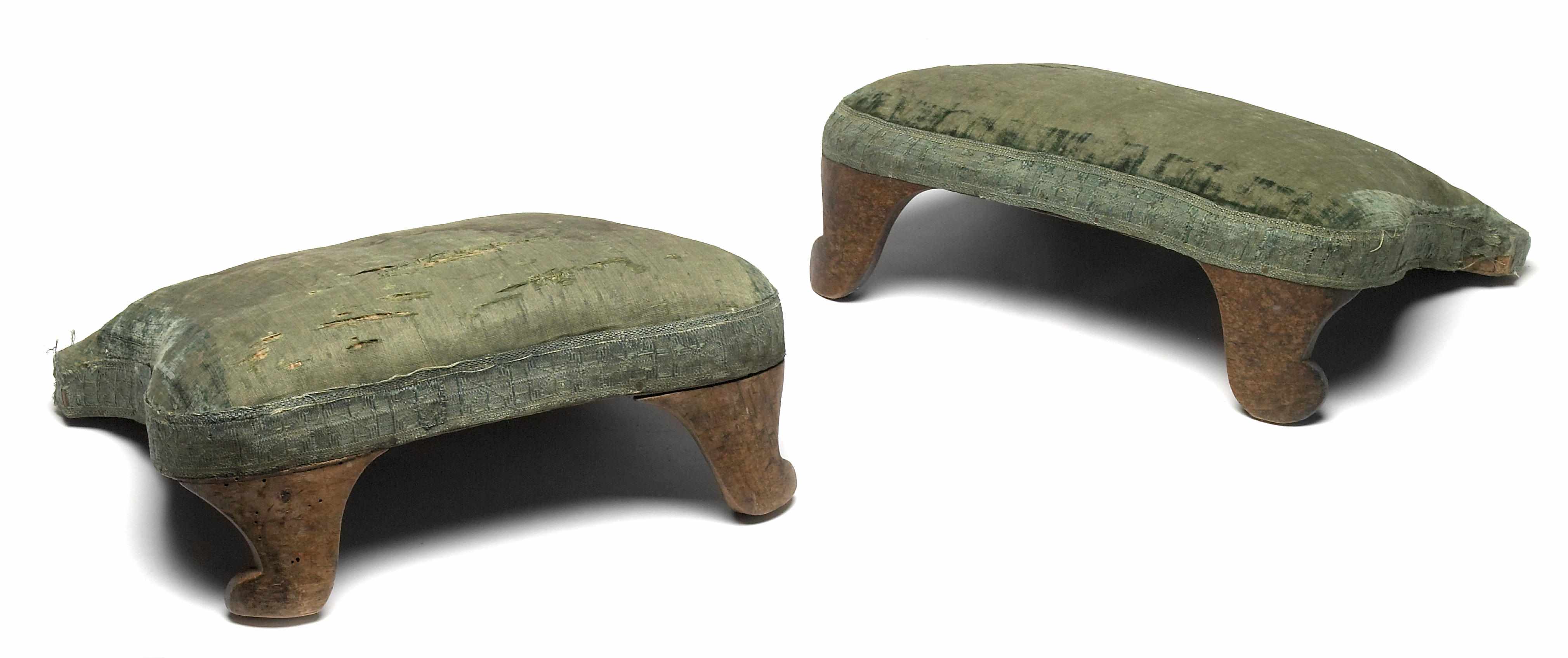 Appraisal: A pair of Italian Rococo inlaid walnut footrests third quarter