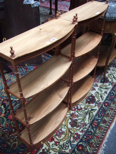 Appraisal: A pair of th century hardwood hanging open wall shelves