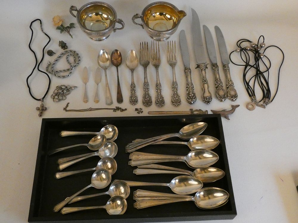 Appraisal: ASSORTED SILVER FLATWARE JEWELRY Lot of assorted sterling silver flatware