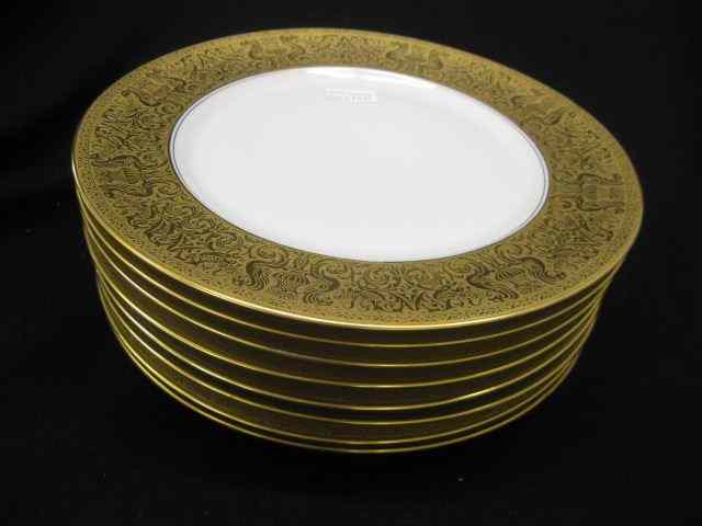 Appraisal: Set of Heinrich Porcelain Plates gold encrusted borders '' diameter