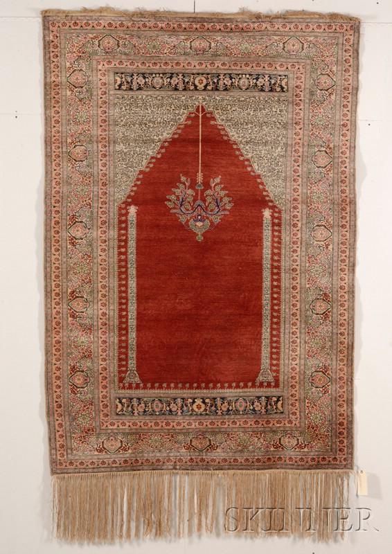 Appraisal: Anatolian Silk Prayer Rug late th century ft in x