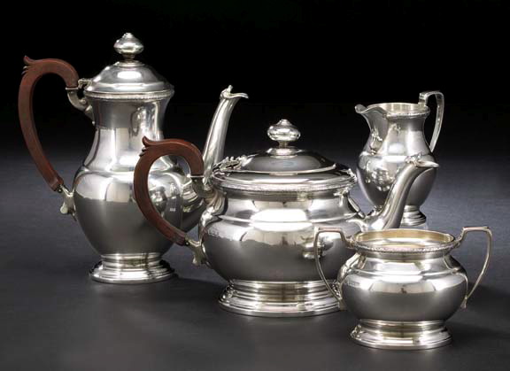 Appraisal: Four-Piece English Sterling Silver Coffee and Tea Set hallmarked Birmingham