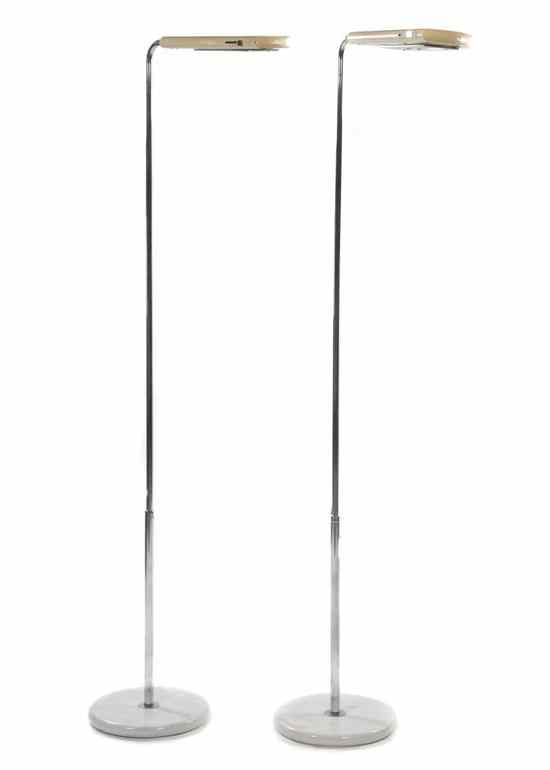 Appraisal: A Pair of Contemporary Italian Chromed Floor Lamps each having