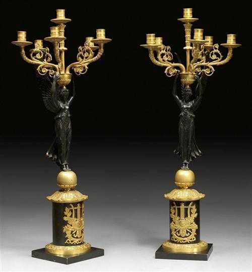 Appraisal: PAIR OF GIRANDOLEN AUX VICTOIRES late Empire after designs by