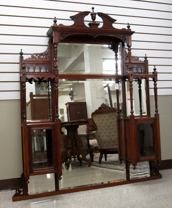 Appraisal: LATE VICTORIAN MAHOGANY OVERMANTEL ETAGERE English late th century featuring