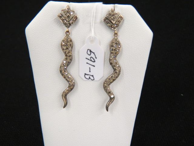 Appraisal: Diamond Snake Earrings round diamonds throughout totaling carat long gold