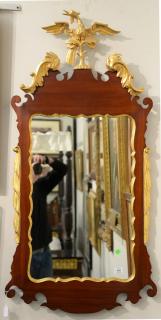 Appraisal: Margolis mahogany Chippendale style mirror with gilt bird and gilt