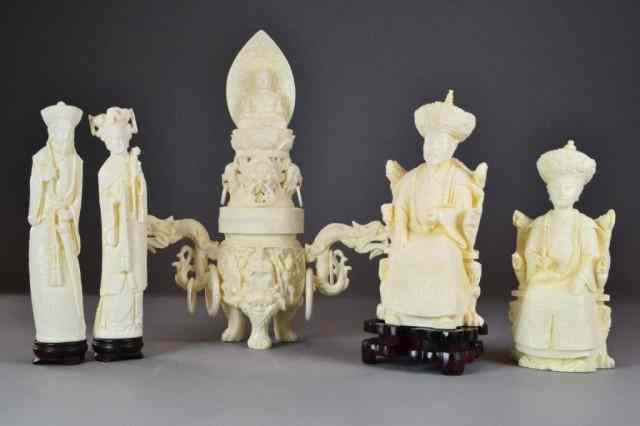 Appraisal: CHINESE CARVED SCHOLARS OBJECTSIncluding Buddha ''H seated lady and gentleman