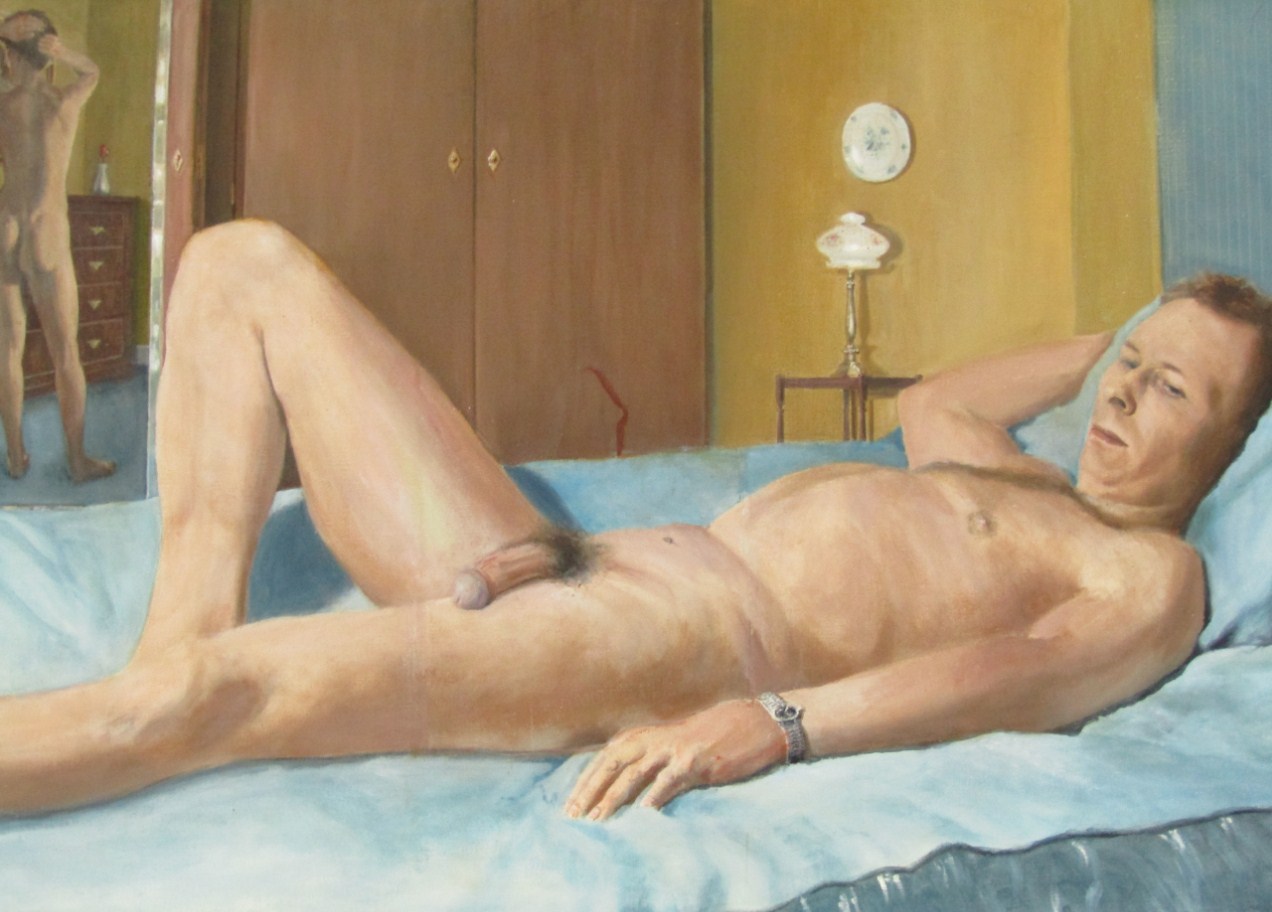 Appraisal: Percival A Bates Male nude study in the bedroom oil