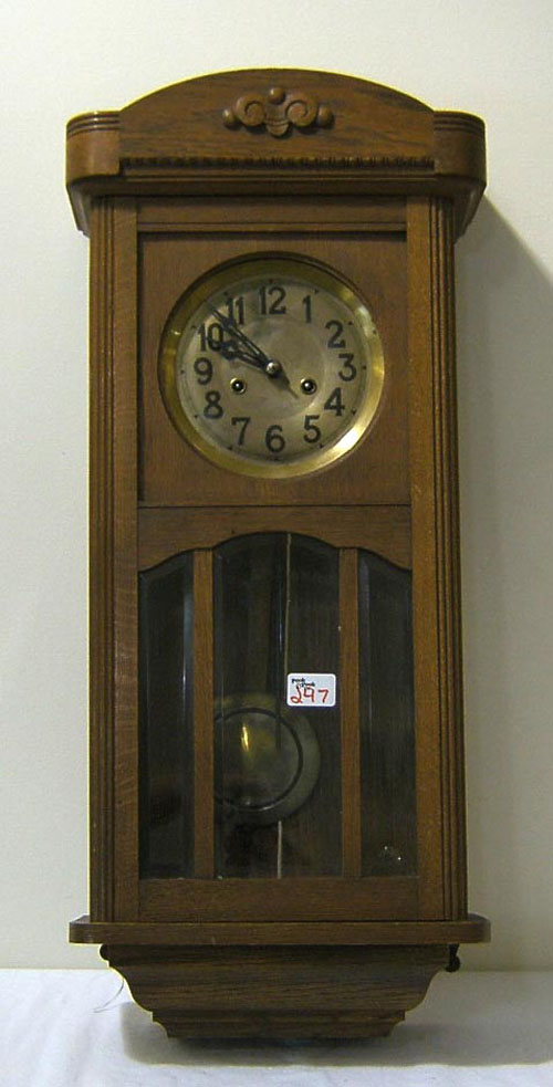 Appraisal: Victorian oak wall clock h